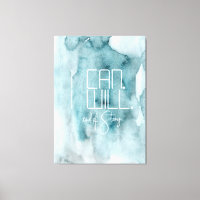 Moderne Aqua Blue Waterverf was Inspire Quote