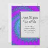 Moderne Aqua en Paarse Fractal Pattern Vow Vernieu Kaart (Voorkant)