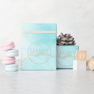 Moderne Aqua Gold Alcohol Ink Art Waterverf Oceaan Cadeaupapier