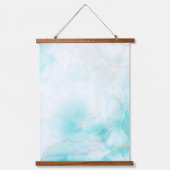 Moderne Aqua Gold Alcohol Ink Art Waterverf Oceaan Hangend Wandkleed (Voorkant)