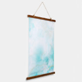 Moderne Aqua Gold Alcohol Ink Art Waterverf Oceaan Hangend Wandkleed (Gebogen)