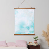 Moderne Aqua Gold Alcohol Ink Art Waterverf Oceaan Hangend Wandkleed (Slaapkamer)
