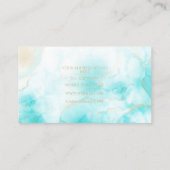 Moderne Aqua Gold Alcohol Ink Art Waterverf Oceaan Visitekaartje (Achterkant)