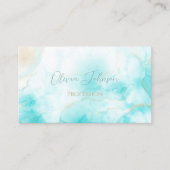 Moderne Aqua Gold Alcohol Ink Art Waterverf Oceaan Visitekaartje (Voorkant)