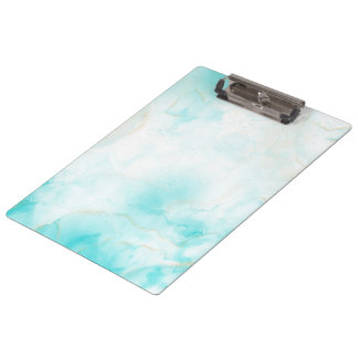Moderne Aqua Goud Alcohol Ink Kunst Waterverf Ocea Klembord