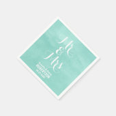 Moderne aqua groene waterverf bruiloft servetten (Hoek)