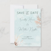Moderne Aqua Ocean Shells bruiloft Save The Date (Voorkant)