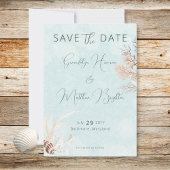 Moderne Aqua Ocean Shells bruiloft Save The Date