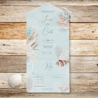 Moderne Aqua Ocean Shells Dinner Wedding