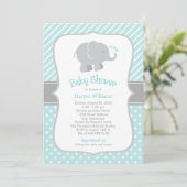 Moderne Aqua Olifant Baby Shower voor Jongen Kaart (Staand voorkant)