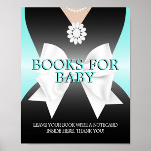 Moderne Aqua Tiffany boeken voor Baby shower teken Poster