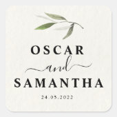 Moderne Aquarel Groene Olijftak Vierkante Sticker (Voorkant)