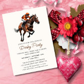 Moderne Aquarel Jockey Paardenrace Derby Feestje Kaart