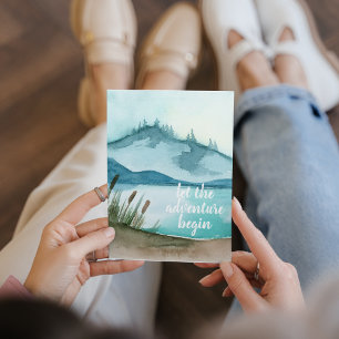 Moderne Aquarel Natuur Laten we het Avontuur Begin Feestdagenkaart