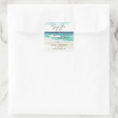 Moderne Aquarel Oceaan Strand Save the Date  Vierkante Sticker (Tas)