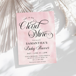 Moderne Aquarel Roze Cloud Nine Baby Shower Kaart