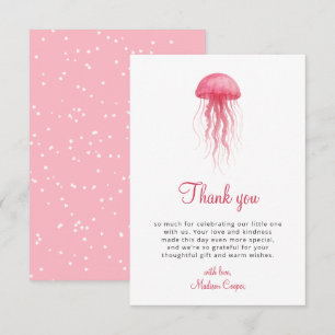 Moderne Aquarel Roze Kwallen Meisje Baby Shower Bedankkaart