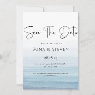 Moderne aquarel strand bruiloft save the date