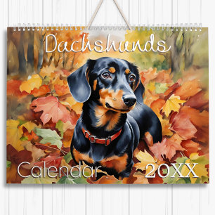 Moderne Aquarel Teckel Honden Mooie Muur Kalender