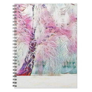 Moderne aquarel van gekleurde besneeuwde bomen notitieboek