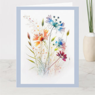 Moderne aquarel wilde bloemen kaart