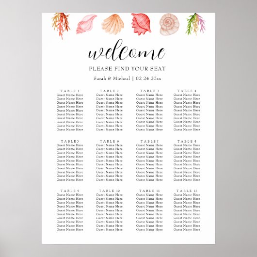 Moderne aquarel Zitplaatsen op het strand Poster (Voorkant)