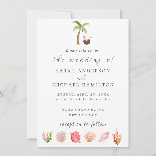 Moderne Aquarel Zomerstrand Kaart (Voorkant)