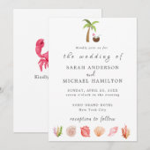 Moderne Aquarel Zomerstrand Kaart (Voorkant / Achterkant)