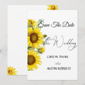 Moderne Aquarel Zonnebloem Save The Date (Voorkant / Achterkant)