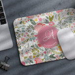 Moderne aquarelle fleurs roses nom monogrammé<br><div class="desc">monogramme motif chic feminin nom de souris initiale pavé avec aquarelle fleuris botaniques et feuillage colorés. Un cadeau parfait pour elle pour son anniversaire,  anniversaire,  mariage,  douche nuptiale,  pour une servante,  diplômée,  ou comme cadeau de Noël.</div>