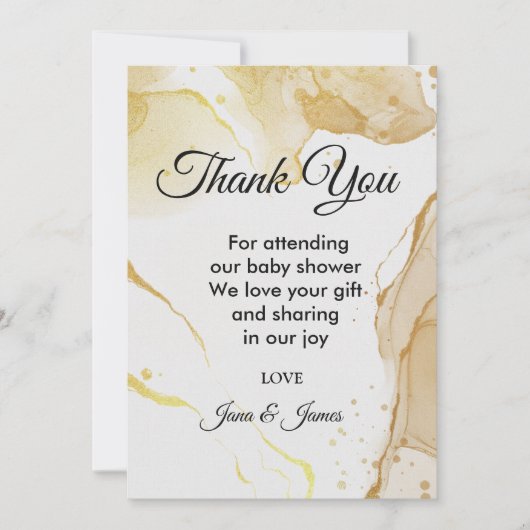 Moderne Aquarelle Or merci Invitation (Devant)