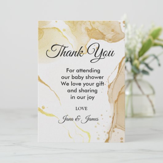 Moderne Aquarelle Or merci Invitation (Debout devant)