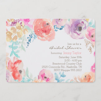 Moderne Aquarelle Peonies Bridal Shower Invitation