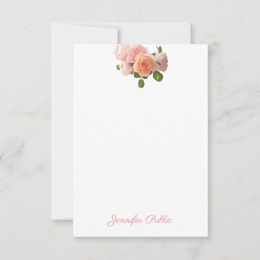 Moderne Aquarelle Rose Modèle écrit à la main Chic (Devant)