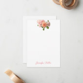 Moderne Aquarelle Rose Modèle écrit à la main Chic (Devant/Arrière en situation)