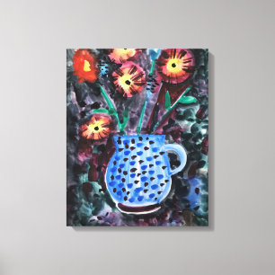Moderne aquarelschildering, bloemen canvas afdruk