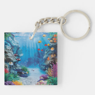 Moderne aquariumvistank sleutelhanger