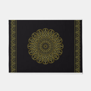 Moderne Arabesque zwarte en gouden deurmat