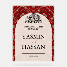 Moderne Arabische Henna Welkom Huwelijksingang Acryl Bord