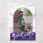 Moderne Arch 2 Foto's Paars Agate Glitter Script Aankondiging (Voorkant)