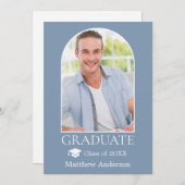 Moderne Arch Afstudeerder Pet Dusty Blue Afstudere Aankondiging (Voorkant / Achterkant)