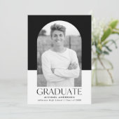 Moderne Arch Black Color Block Graduparty Kaart (Staand voorkant)
