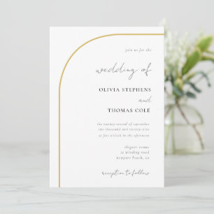 Moderne Arch Black White Gold Calligraphy Wedding Kaart