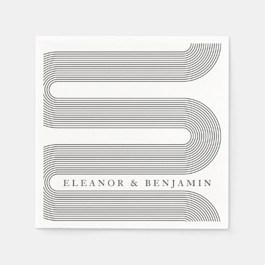 Moderne Arch Black White Lines Elegant Wedding Nam Servet (Voorkant)