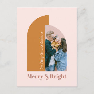 Moderne Arch Blush Dusty Roze, heldere foto Feestdagenkaart