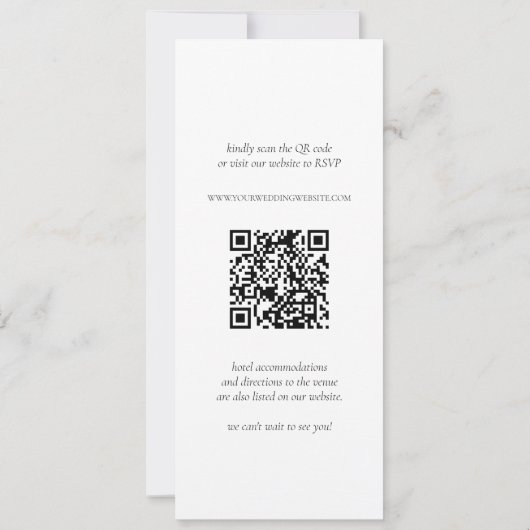 Moderne Arch Bold Typography QR code Long Wedding Kaart (Achterkant)