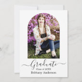 Moderne Arch Calligraphy Graduation Party Kaart (Voorkant)
