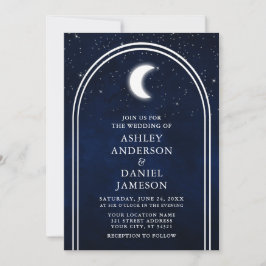 Moderne Arch Celestial Moon Stars Wedding Kaart