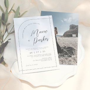 Moderne Arch Elegant Typography Chic Photo Wedding Kaart