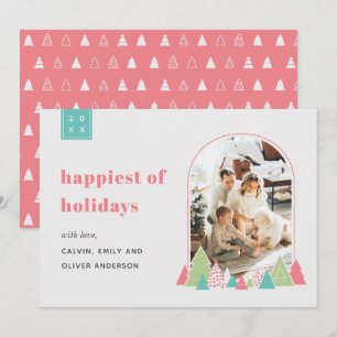 Moderne Arch en Colorful Tree-kerstkaart Kaart